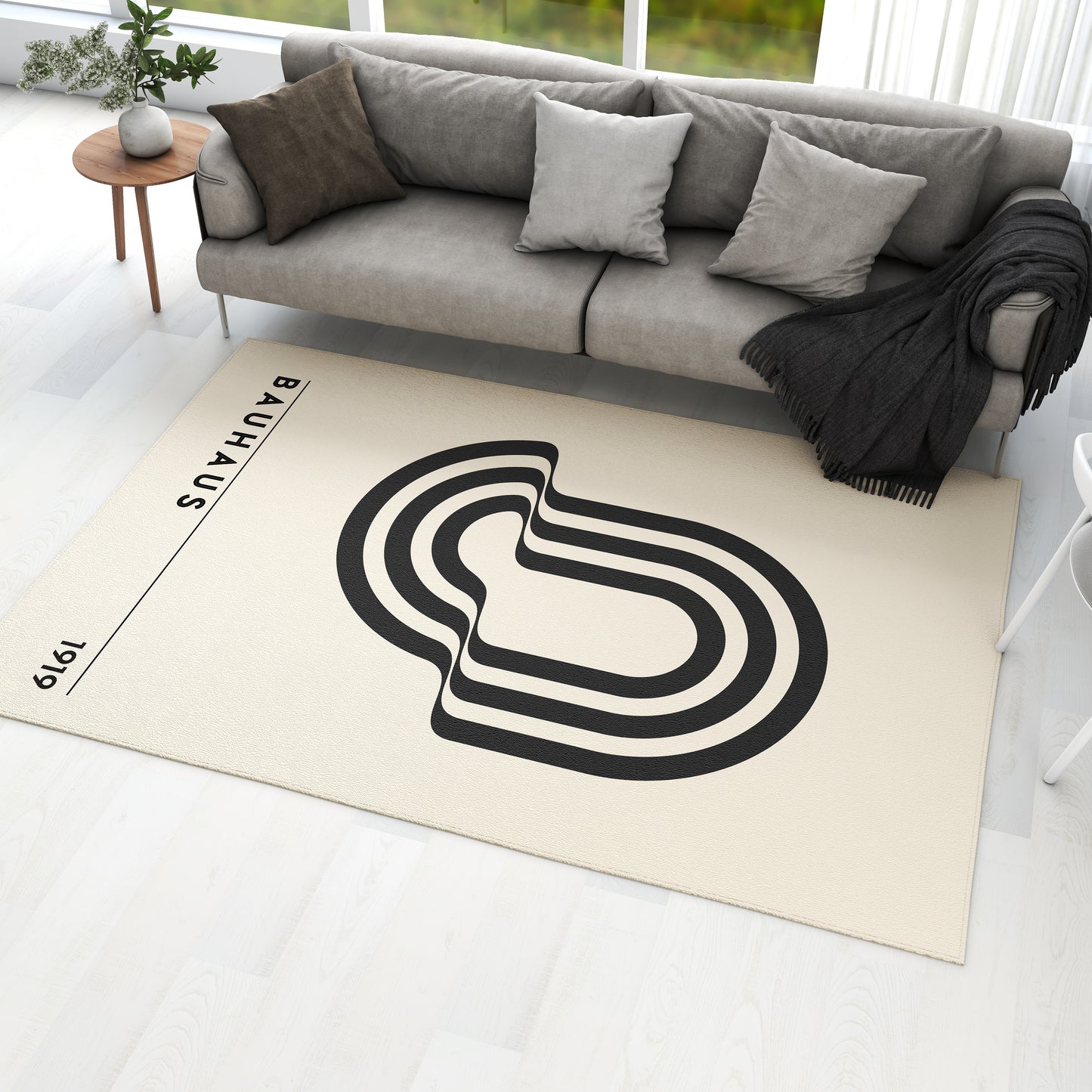 3D Illusion Bauhaus Rug, Scandinavian Style, Minimalist Artist Pattern, Bauhaus Exhibition, Exhibition Poster Rug, Mid Century Modern