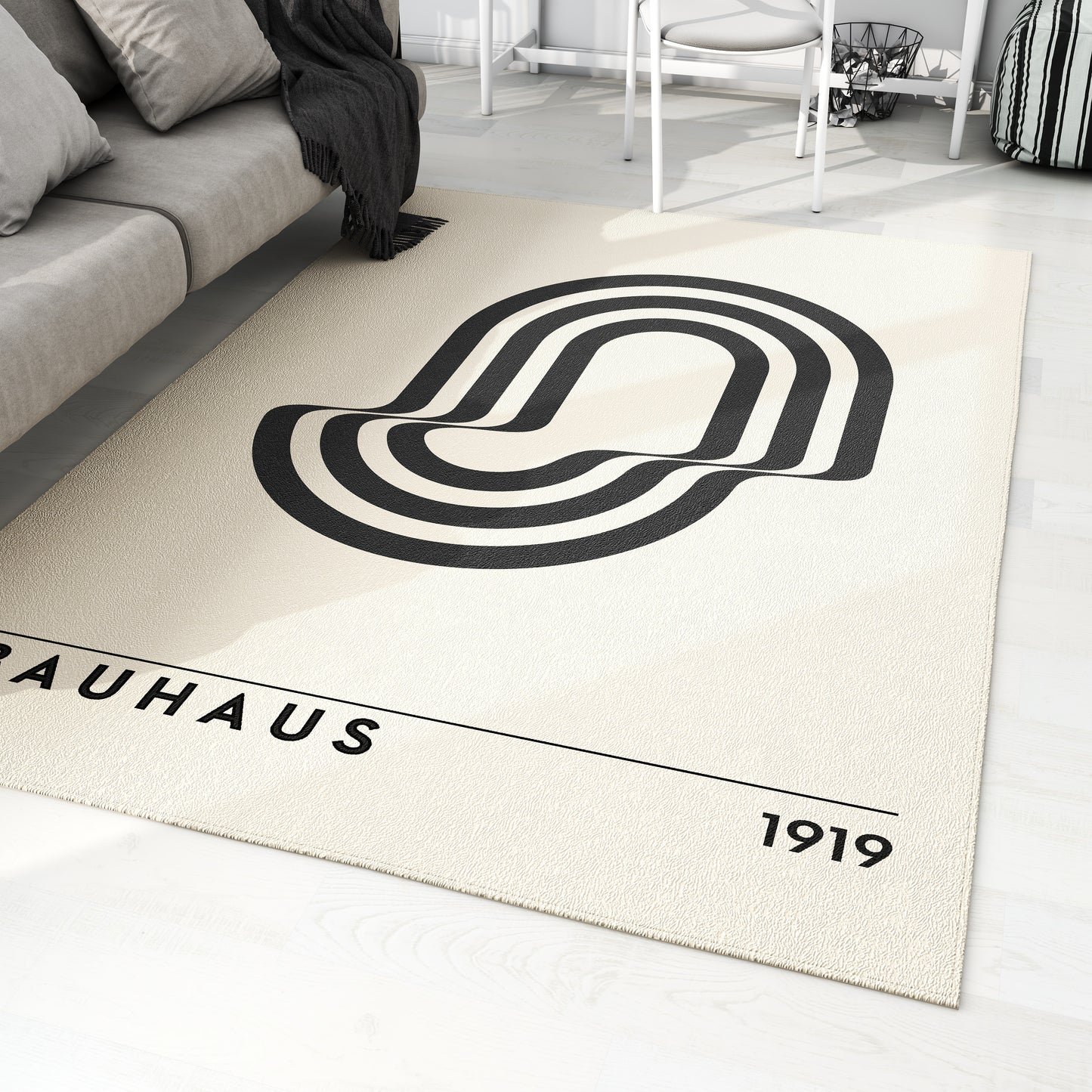 3D Illusion Bauhaus Rug, Scandinavian Style, Minimalist Artist Pattern, Bauhaus Exhibition, Exhibition Poster Rug, Mid Century Modern