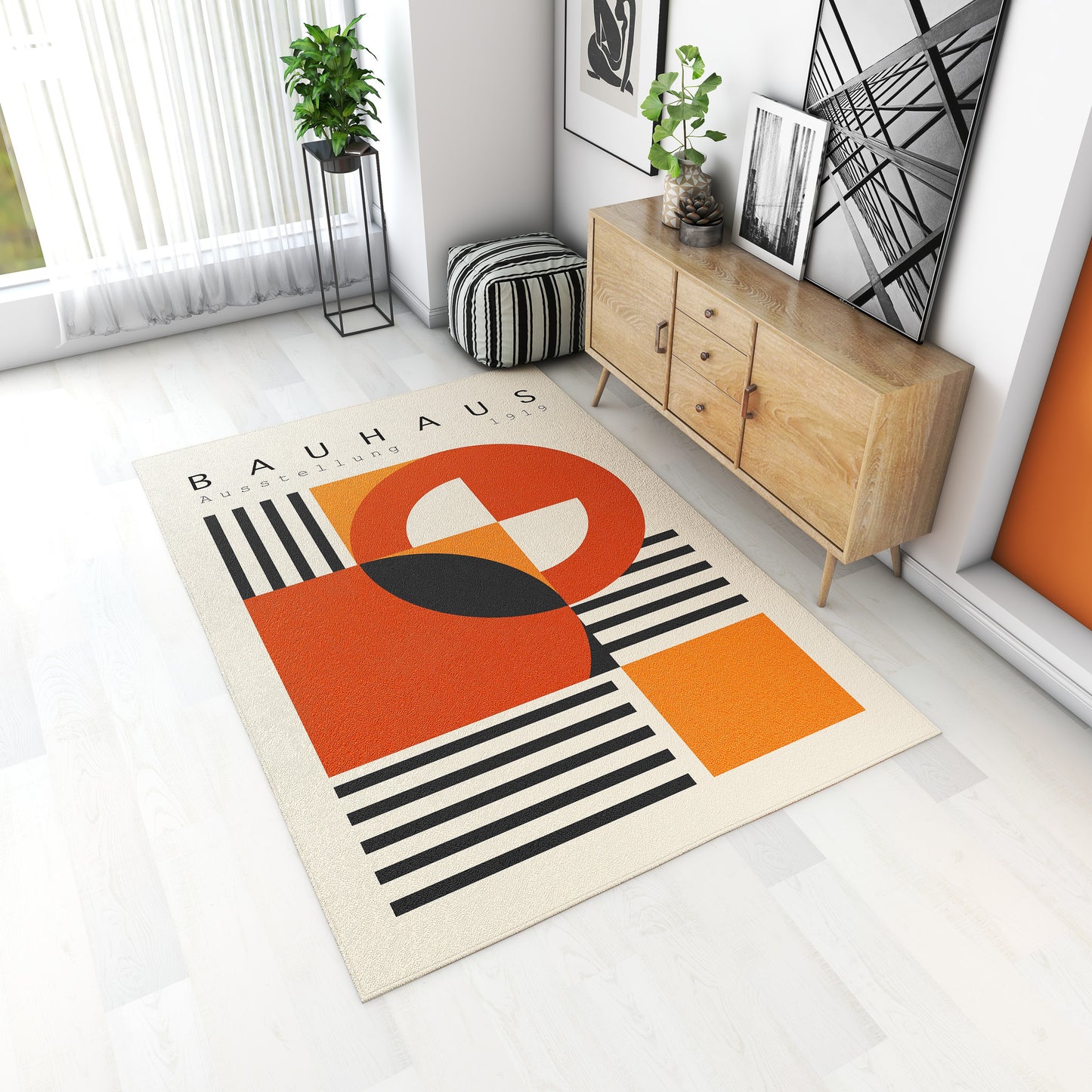 Bauhaus, Exhibition Poster Rug, Mid Century Modern, Bauhaus Print, Minimalist Rug