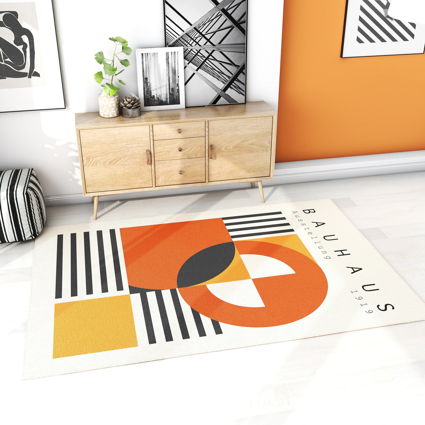 Bauhaus, Exhibition Poster Rug, Mid Century Modern, Bauhaus Print, Minimalist Rug