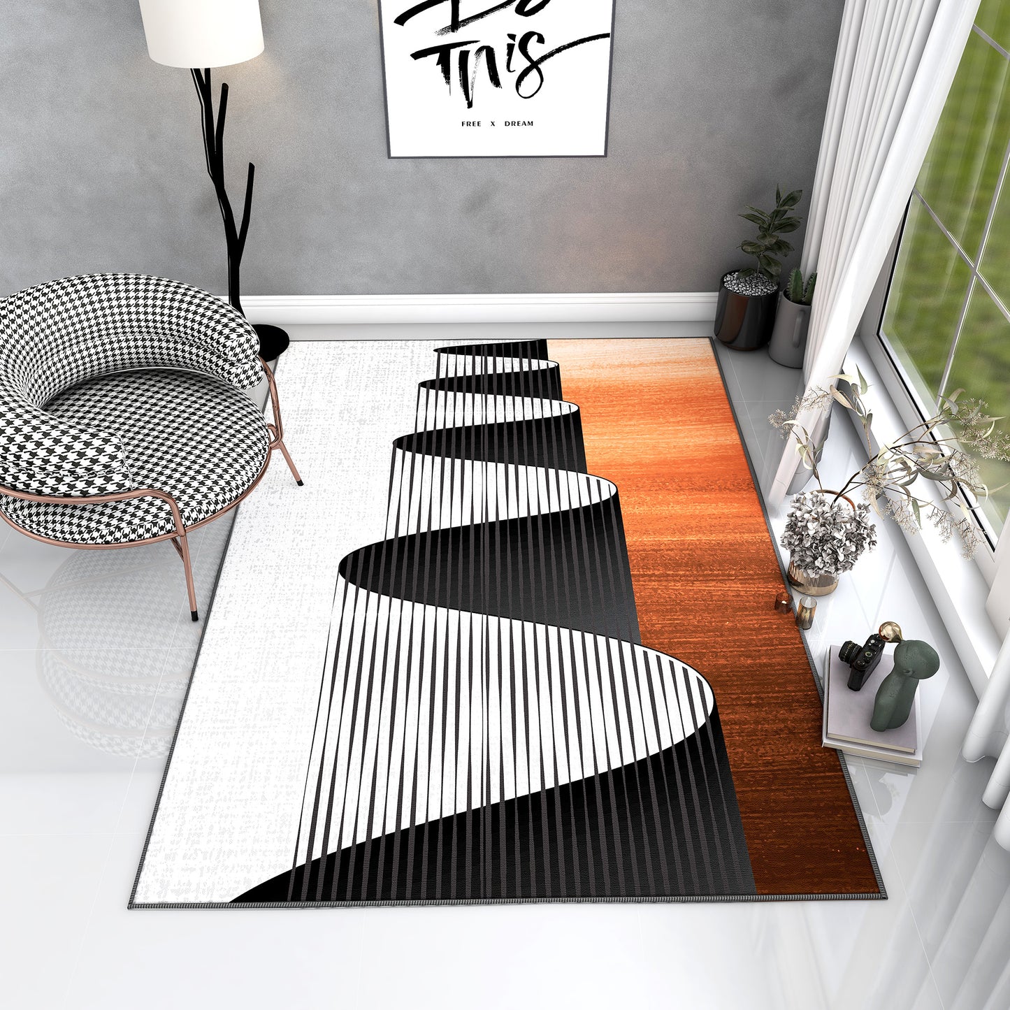 Creative Pattern Rug, Unique 3D Illusion for Living Room, Optical Illusion for Home Decoration, Perfect Housewarming Gift